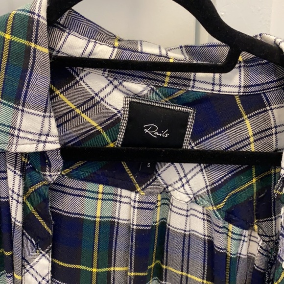 Navy/Green/Yellow/White Rails Plaid Button Down - Picture 2 of 3